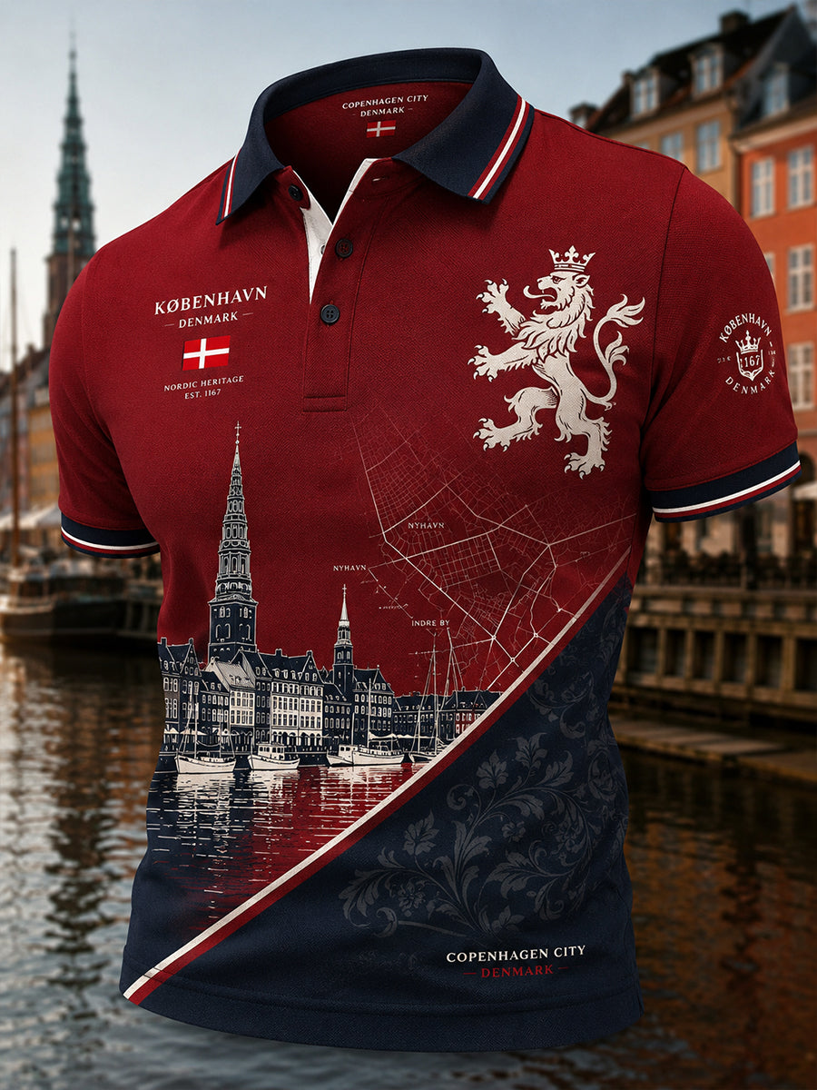 Mænds Short-ærme Polo skjorte med urban-stil print