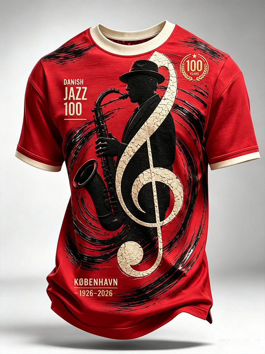 Mænds danske jazz korte ærmer T-shirt