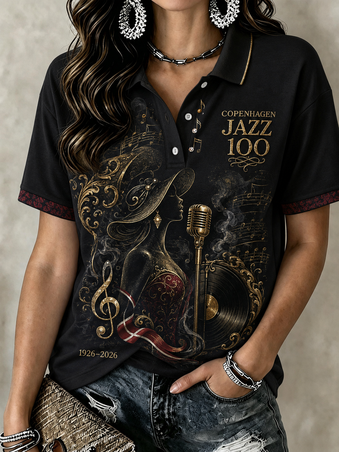 Dames Jazz Polo T-shirt i dansk stil