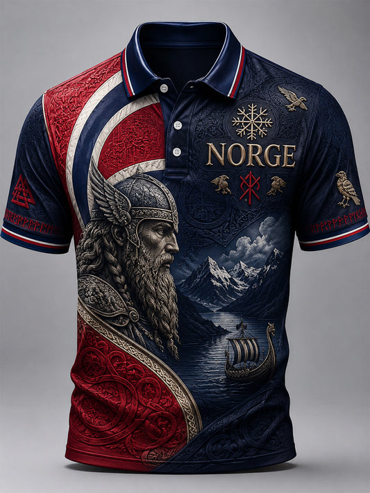 Retro norsk viking-“Framover” klassisk poloskjorte