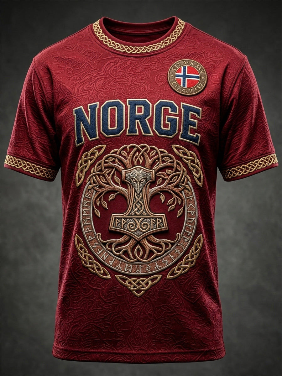 Herrer Norge Viking keltisk mønster trykk kortermet t-skjorte