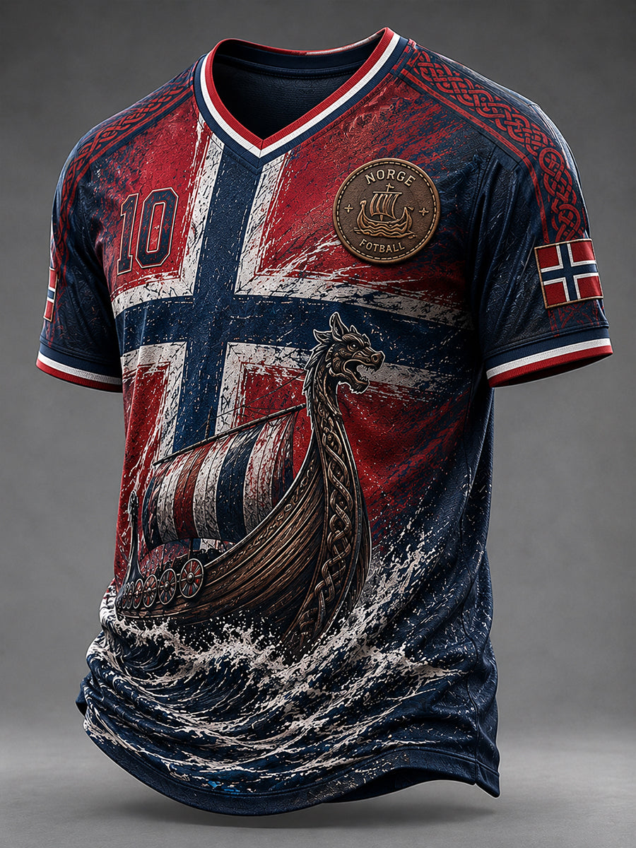 Retro nordisk vikingstil grafisk hverdags-T-skjorte