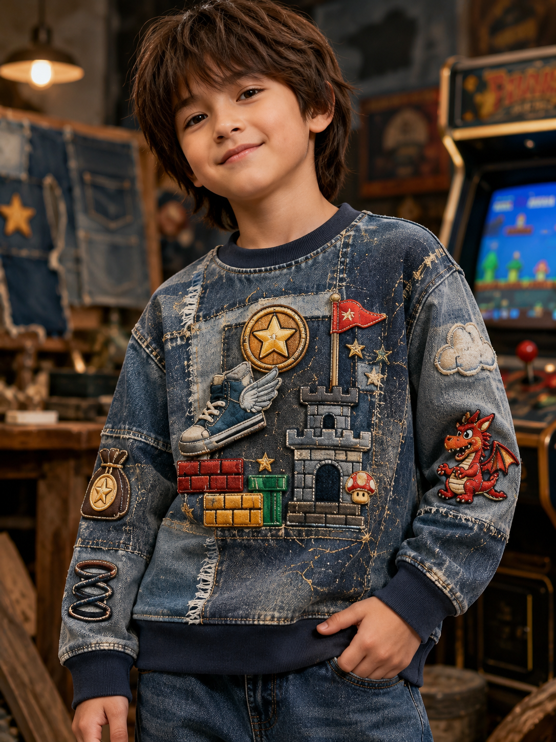 Super Mario Bros-print t-shirt med korte ærmer