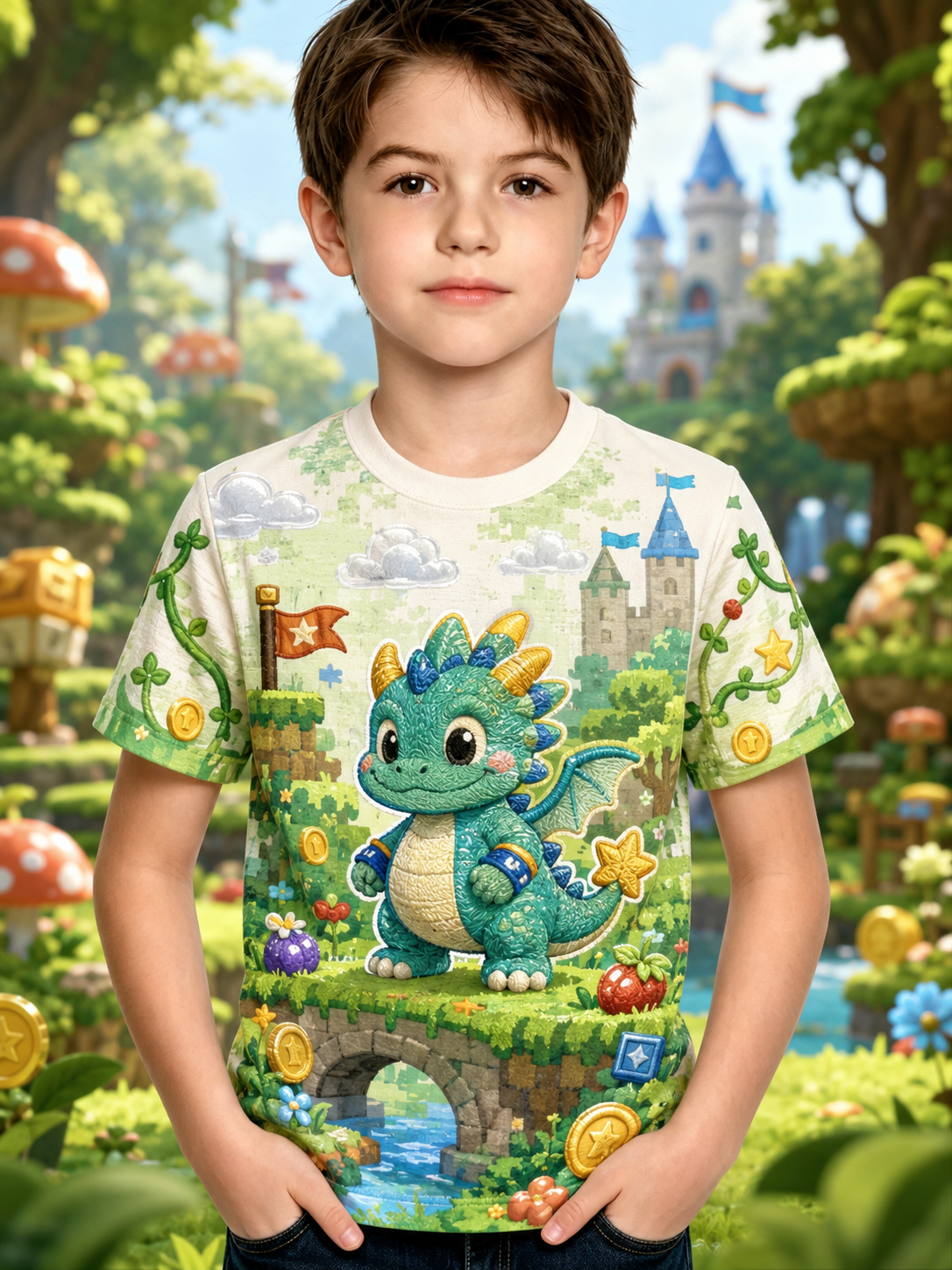 Super Mario Bros udskriver korte ærme T-shirt