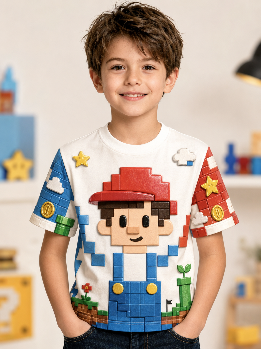 Super Mario-print t-shirt med korte ærmer