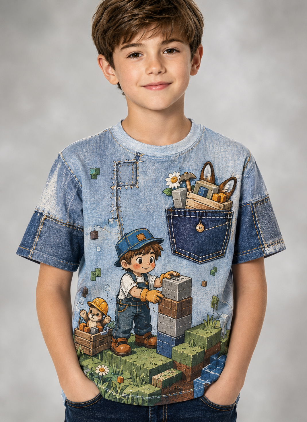 Minecraft Print T-shirt med korte ærmer