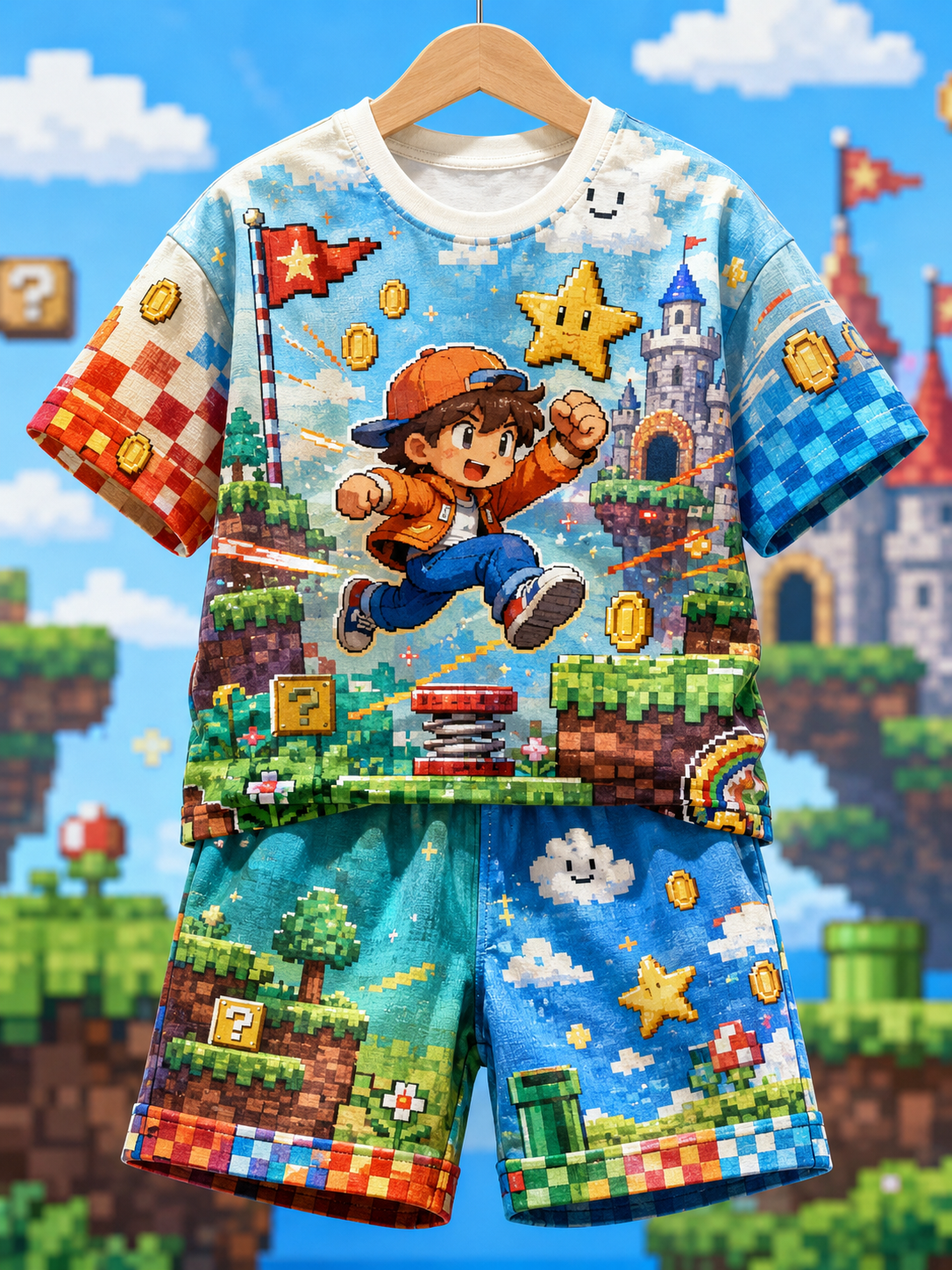 Super Mario Bros skjorte med korte ærmer sæt