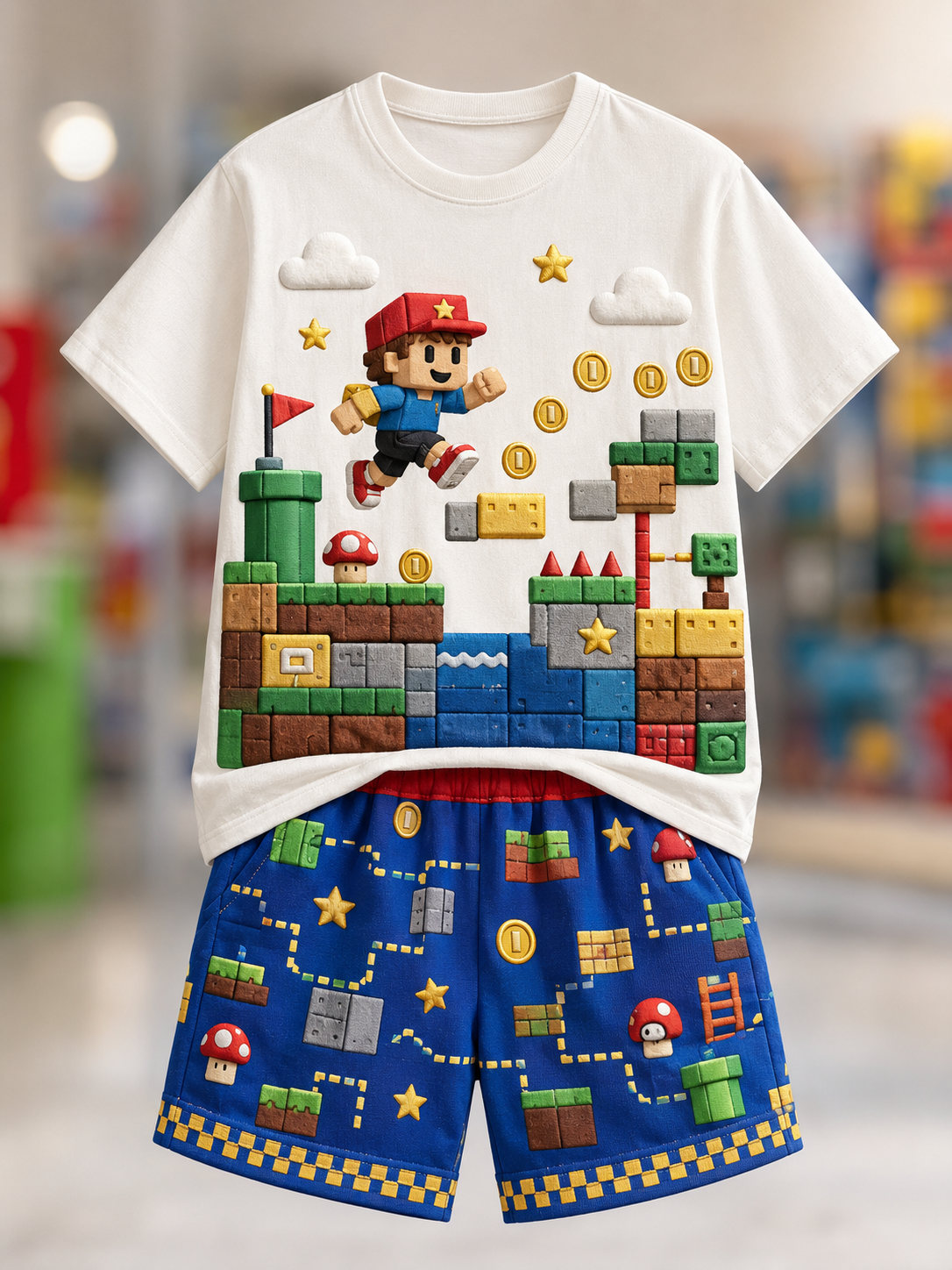 Super Mario-hel-slagsærme t-shirt sæt