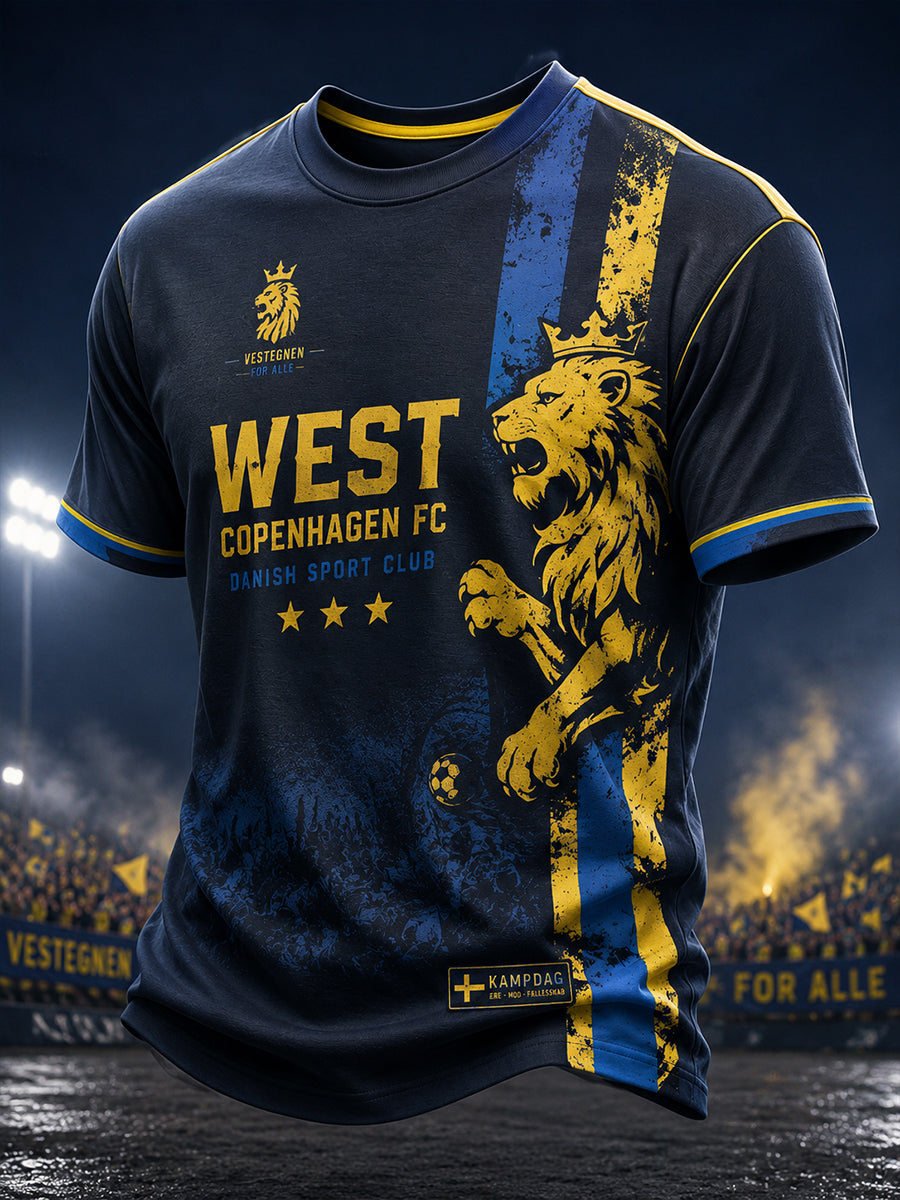 Mænds kortærme T-shirt med fodbold-tema print