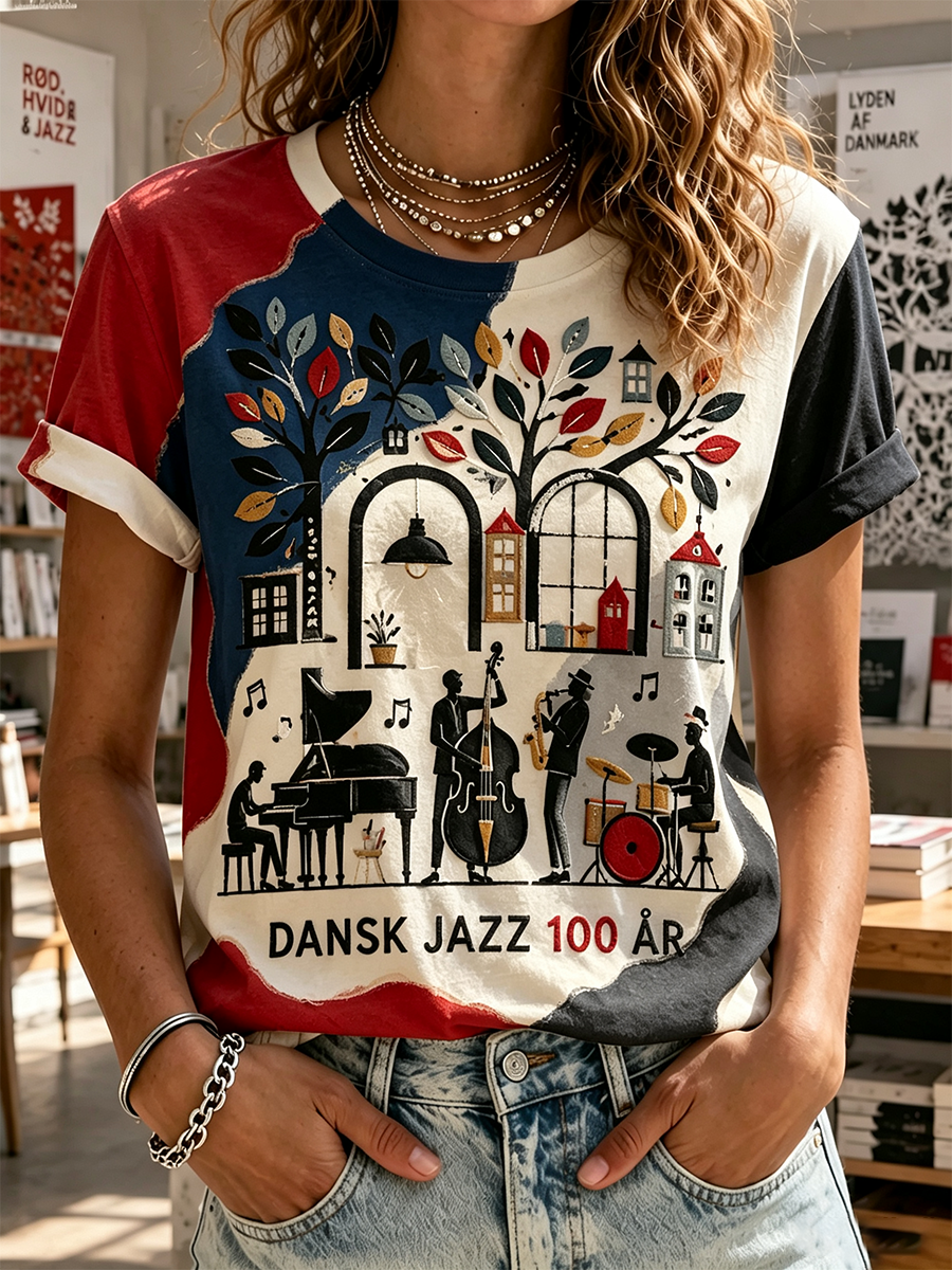 Kvinders 100-års jubilæum for dansk jazz T-shirt med korte ærmer