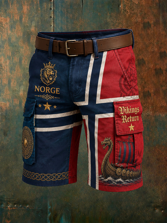 Menns kortbukser med norsk viking-inspirert patriotisk kunsttrykk