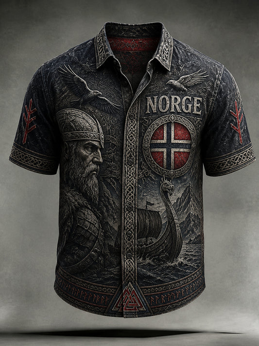 Retro norsk vikingstil hverdagsskjorte