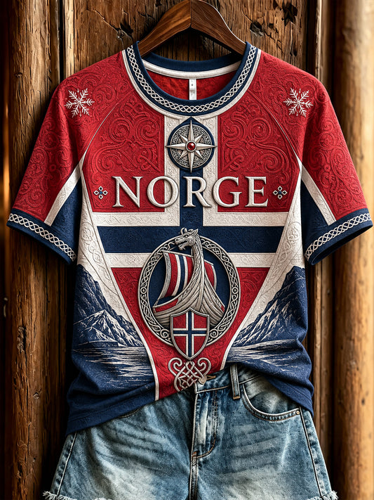 Kvinners retro norske vikingklassiker i uformell t-skjorte