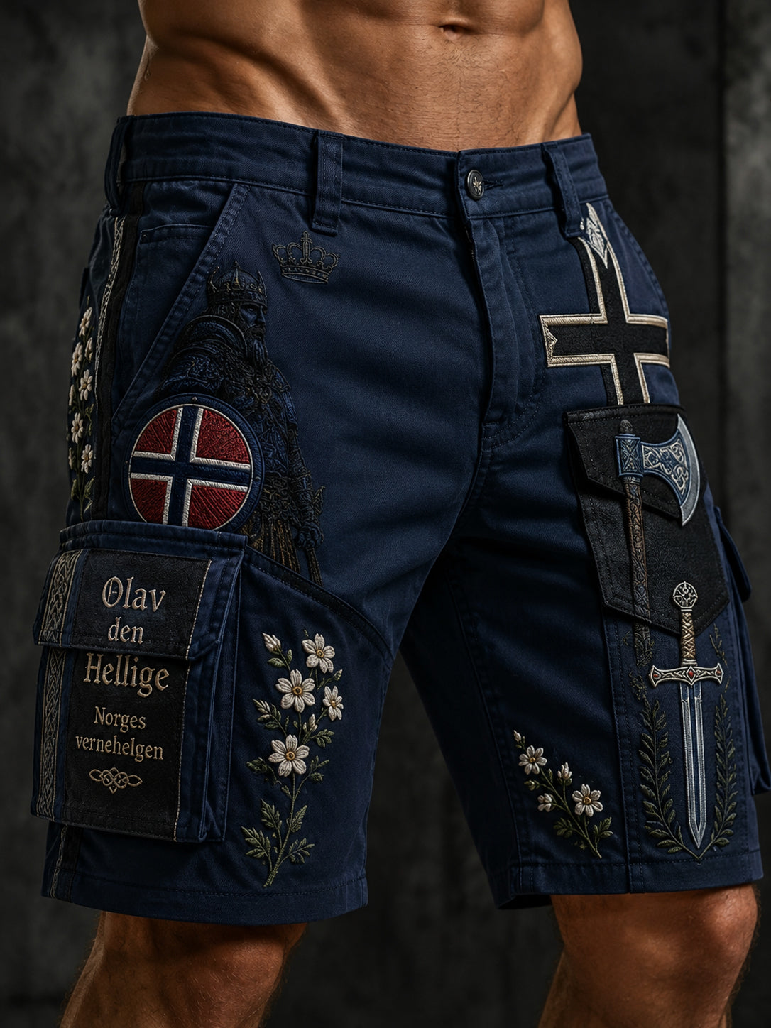 Menns norske St. Olavs-dags-patriotisk kunsttrykk avslappet shorts