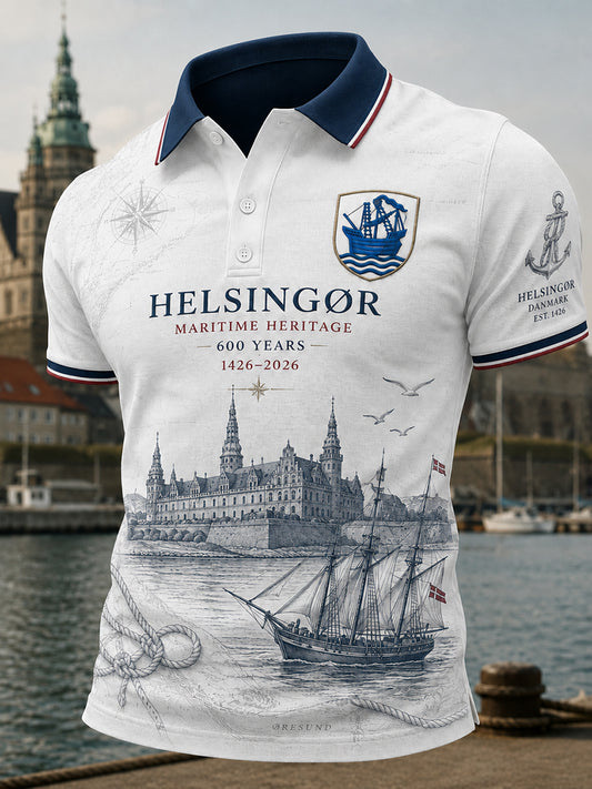 Mænds poloshirt med korte ærmer og urban, hylende grafisk print