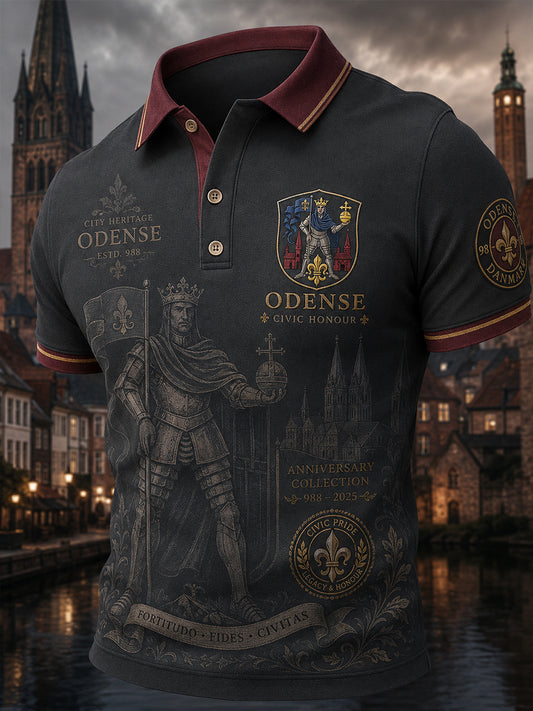 Mænds poloshirt med korte ærmer og urban, hylende grafisk print