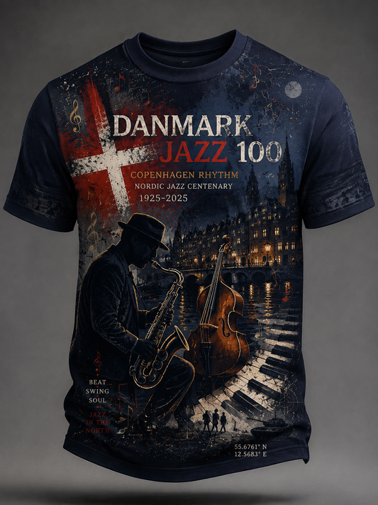 Dansk jazz t-shirt med korte ærmer til mænd