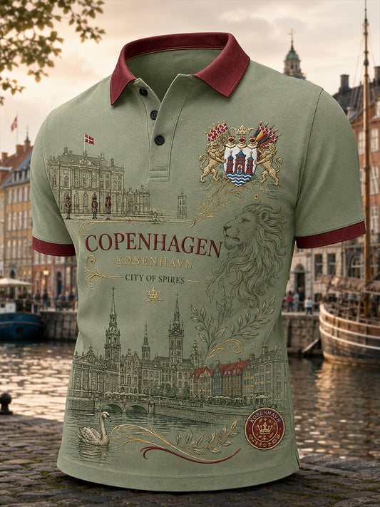 Mænds poloshirt med korte ærmer og urban, hylende grafisk print