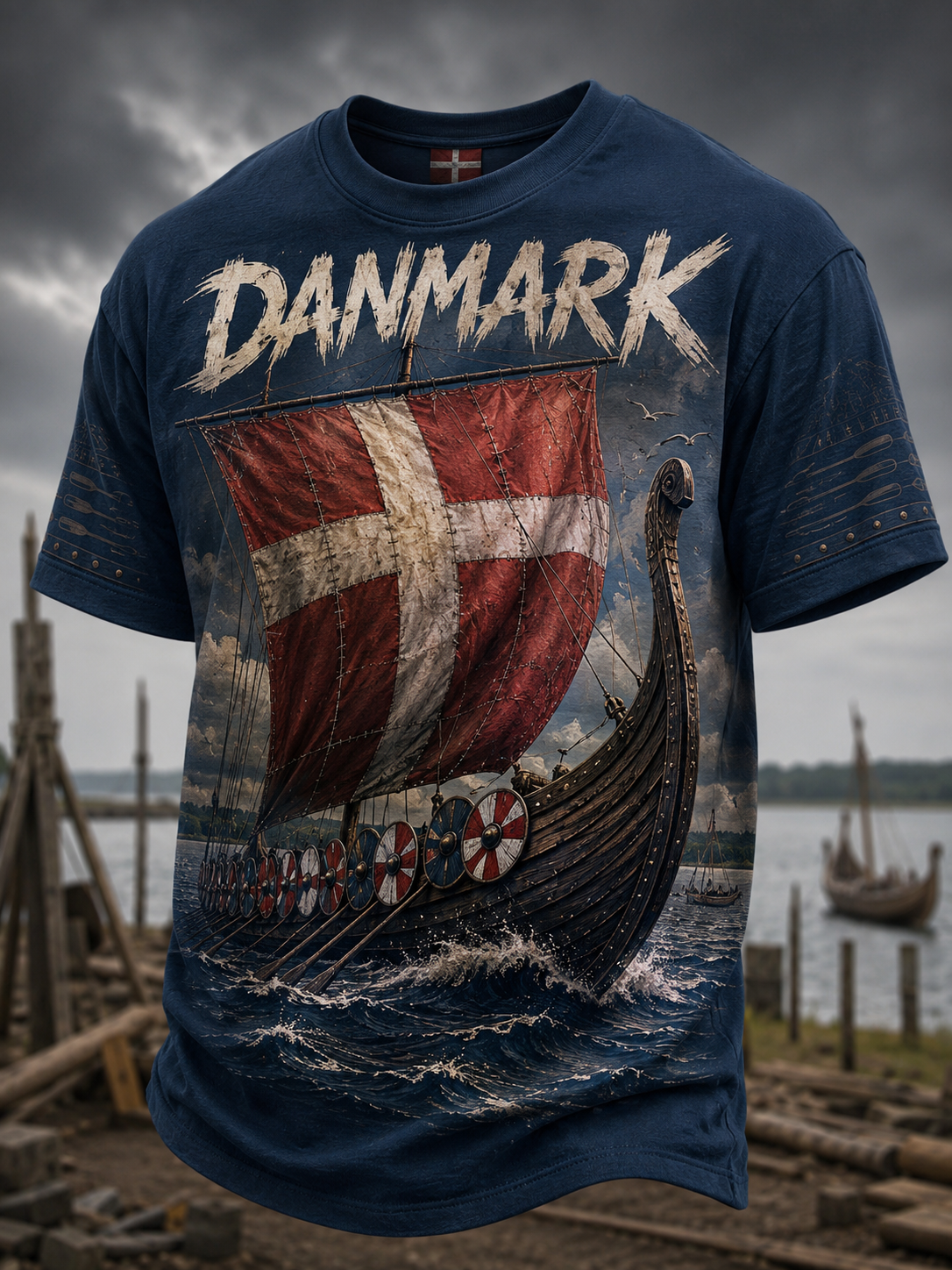 Mænds danske vikinger korte ærmer T-shirt
