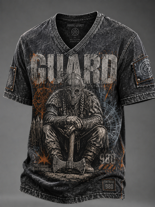 Mænds danske vikinger V-udskæring T-shirt