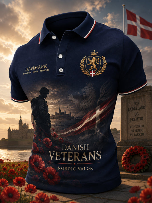 Mænds Short-ærme Polo skjorte med Vintage Veteran Minde print