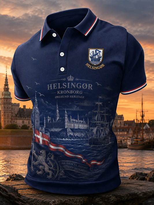 Mænds poloshirt med korte ærmer og urban, hylende grafisk print