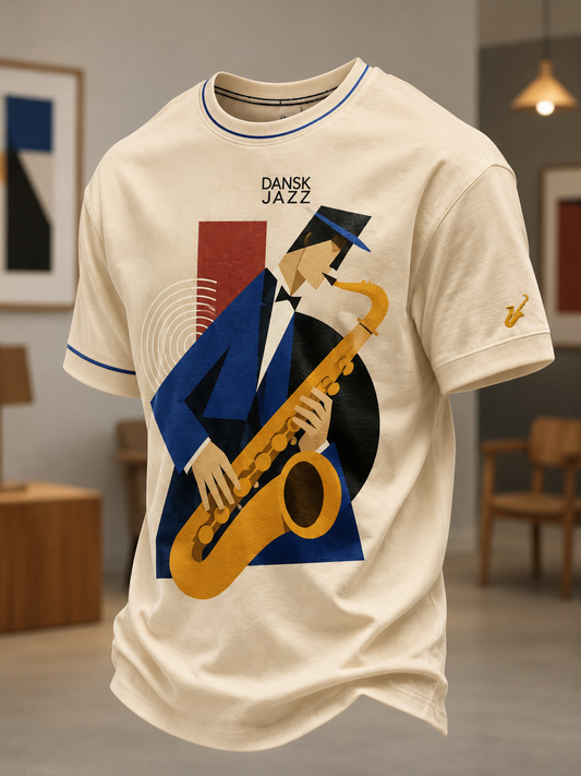 Dansk jazz t-shirt med korte ærmer til mænd