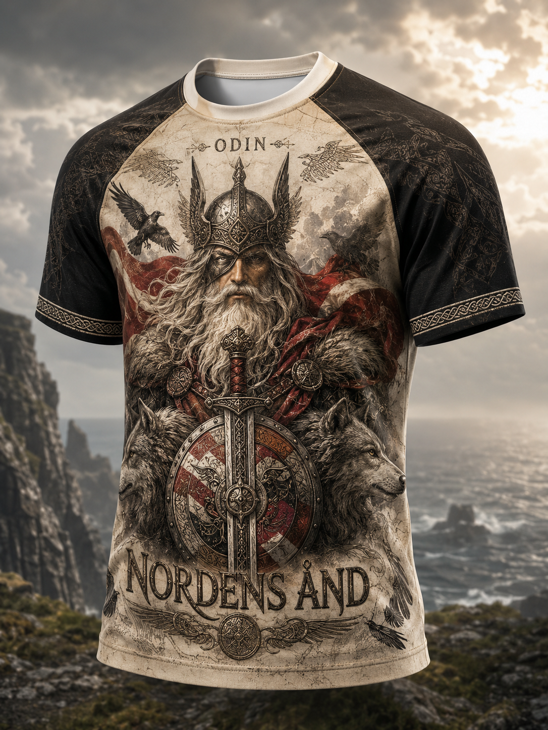 Mænds danske vikinger t-shirt med korte ærmer