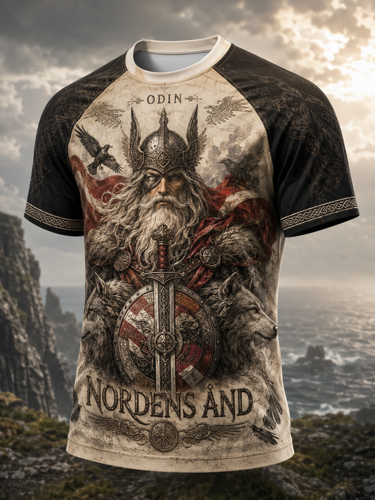 Mænds danske vikinger t-shirt med korte ærmer