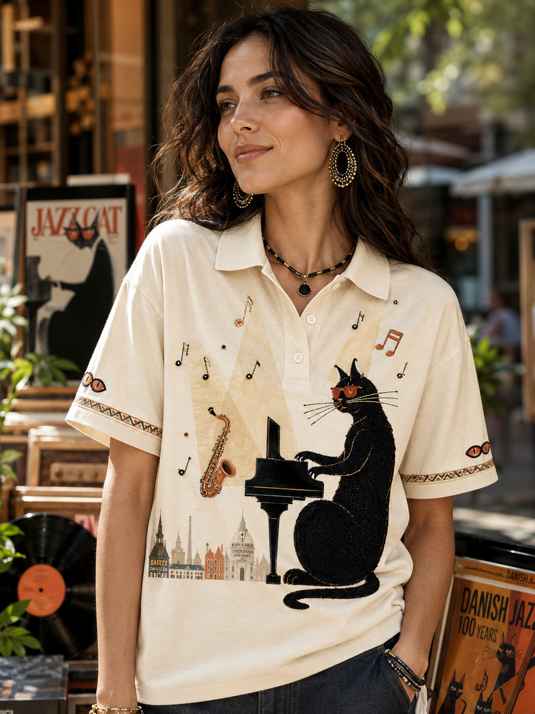 Dames Jazz Polo T-shirt i dansk stil