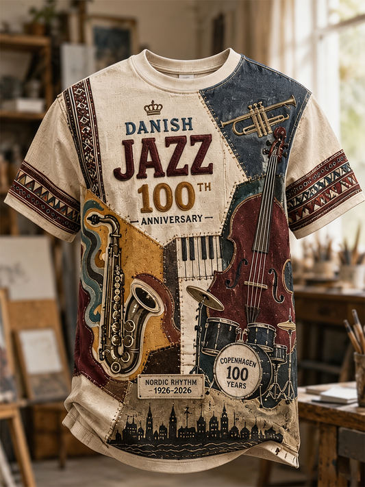 Dansk jazz t-shirt med korte ærmer til mænd