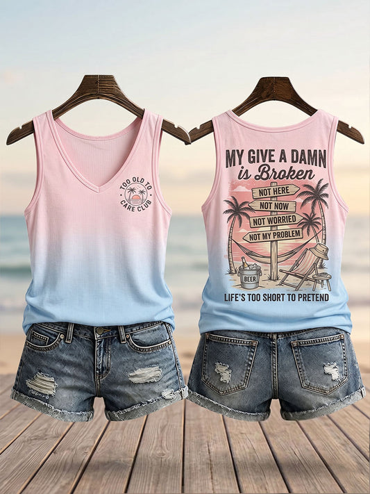 Kvinders “For gammel til at bekymre sig”-klub tanktop