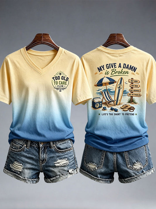 Kvinders min gave er ødelagt T-shirt