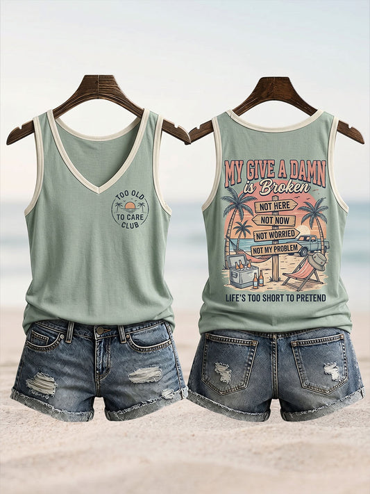 Kvinders “For gammel til at bekymre sig”-klub tanktop