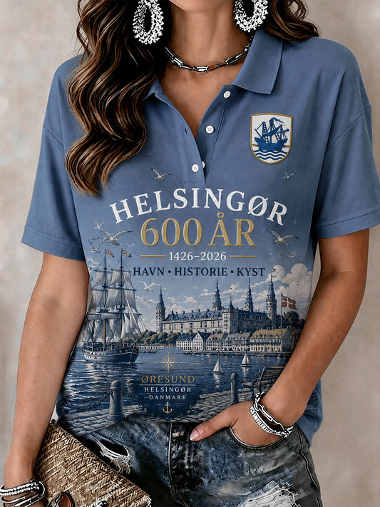 Dames City 600-års jubilæums grafisk poloshirt med kort ærme