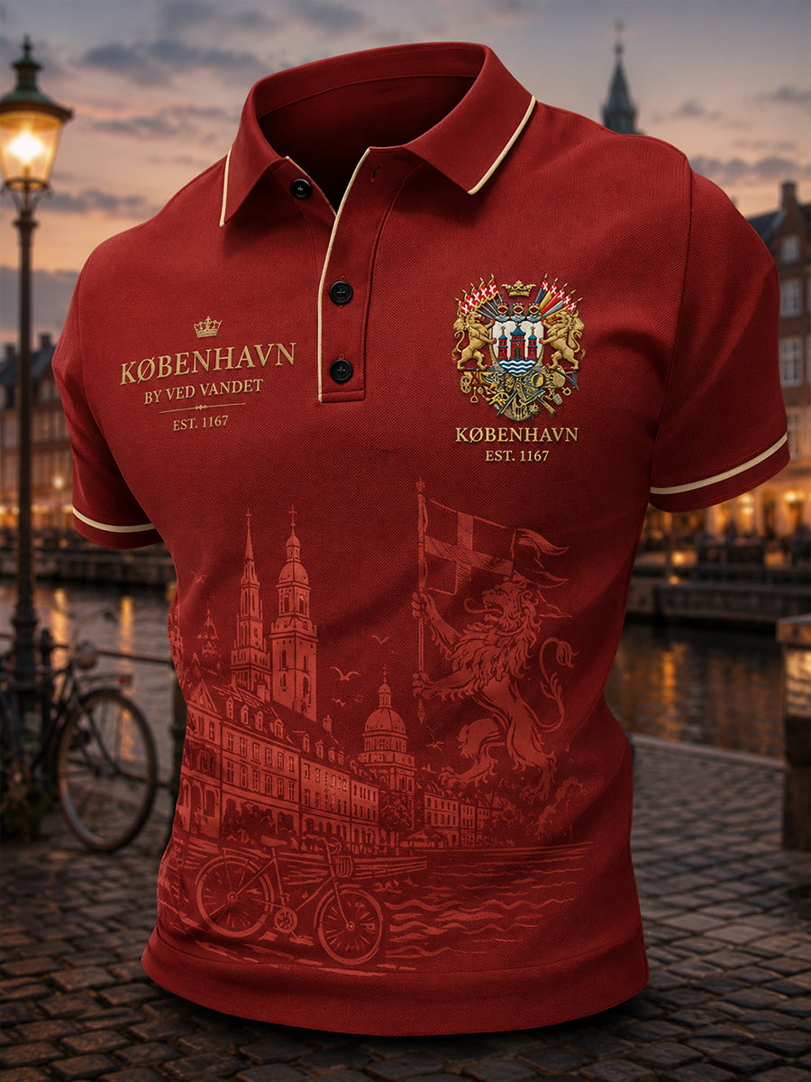 Mænds poloshirt med korte ærmer og urban, hylende grafisk print