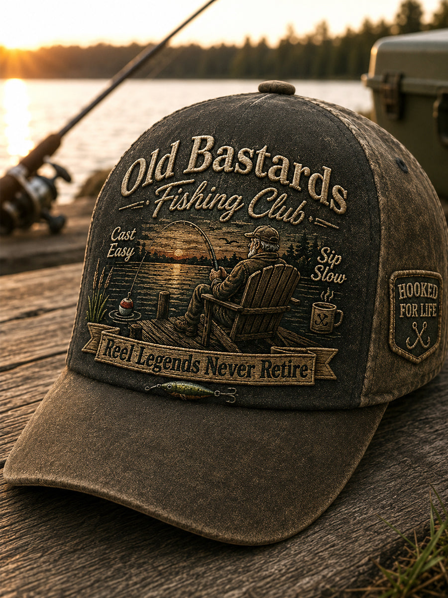 Unisex Funny Gamle Bastards Fiskeriklub Livstid Medlem Print Hat