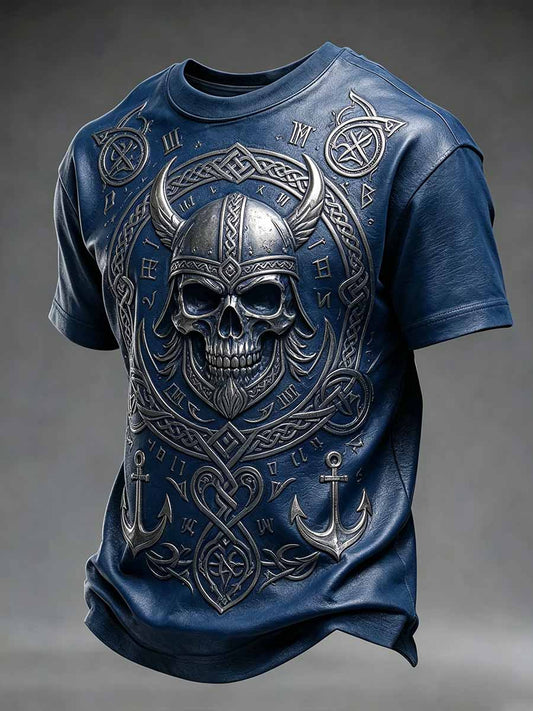 Mænds Vintage Viking kriger Print T-shirt