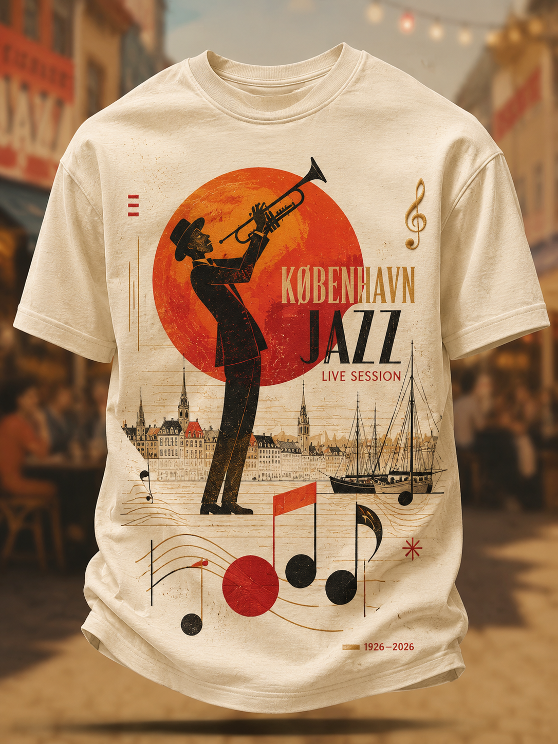 Mænds danske jazz korte ærmer T-shirt