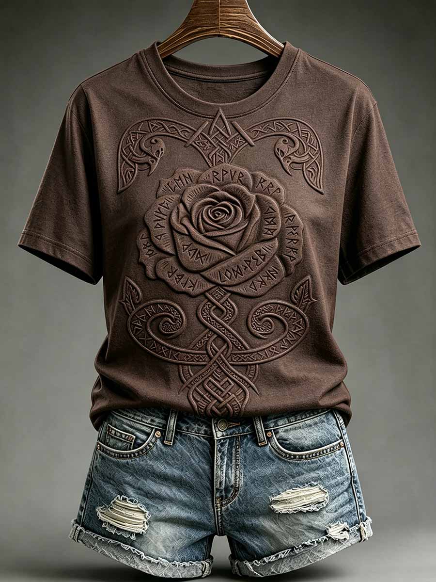 Kvinders Vintage Viking Celtic Knud Print T-shirt