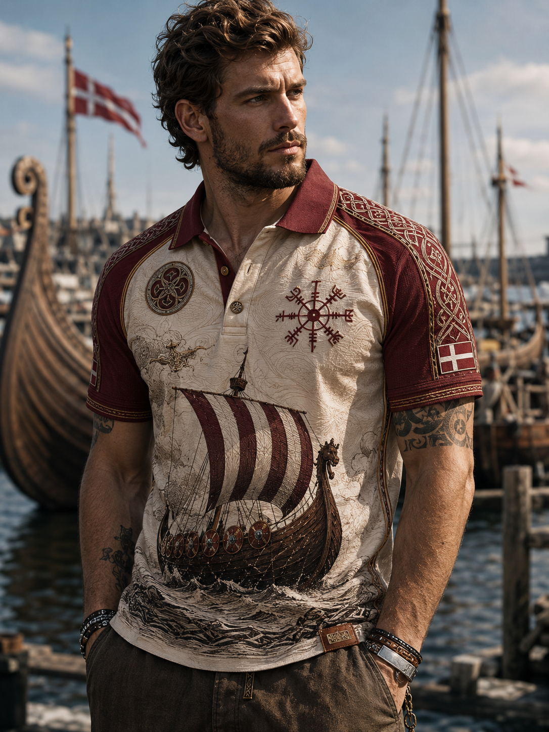 Dansk vikingepoloshirt til mænd