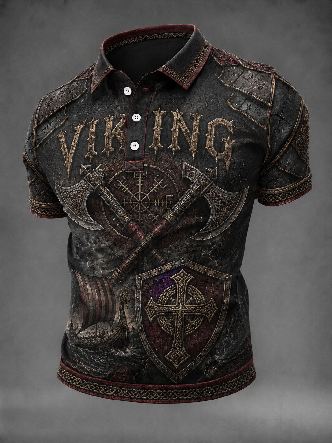 Menns vikingtrykket skjorte