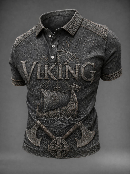 Menns vikingtrykket skjorte
