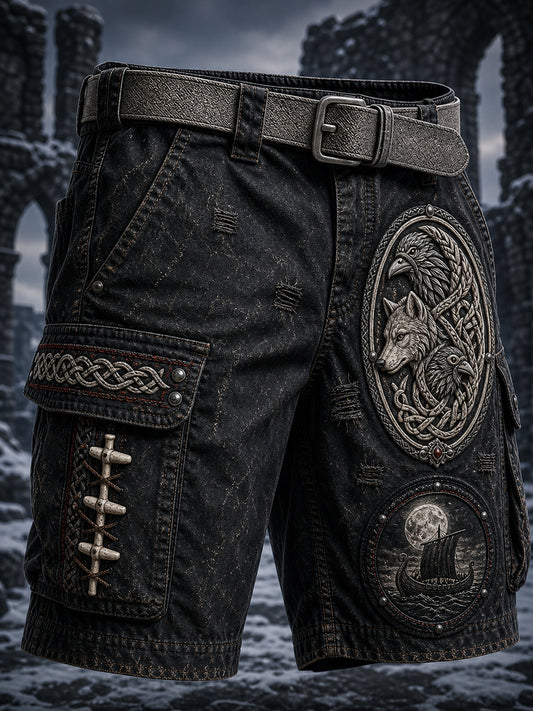 Retro viking-nordisk stil grafisk trykk hverdagslige lastebukser