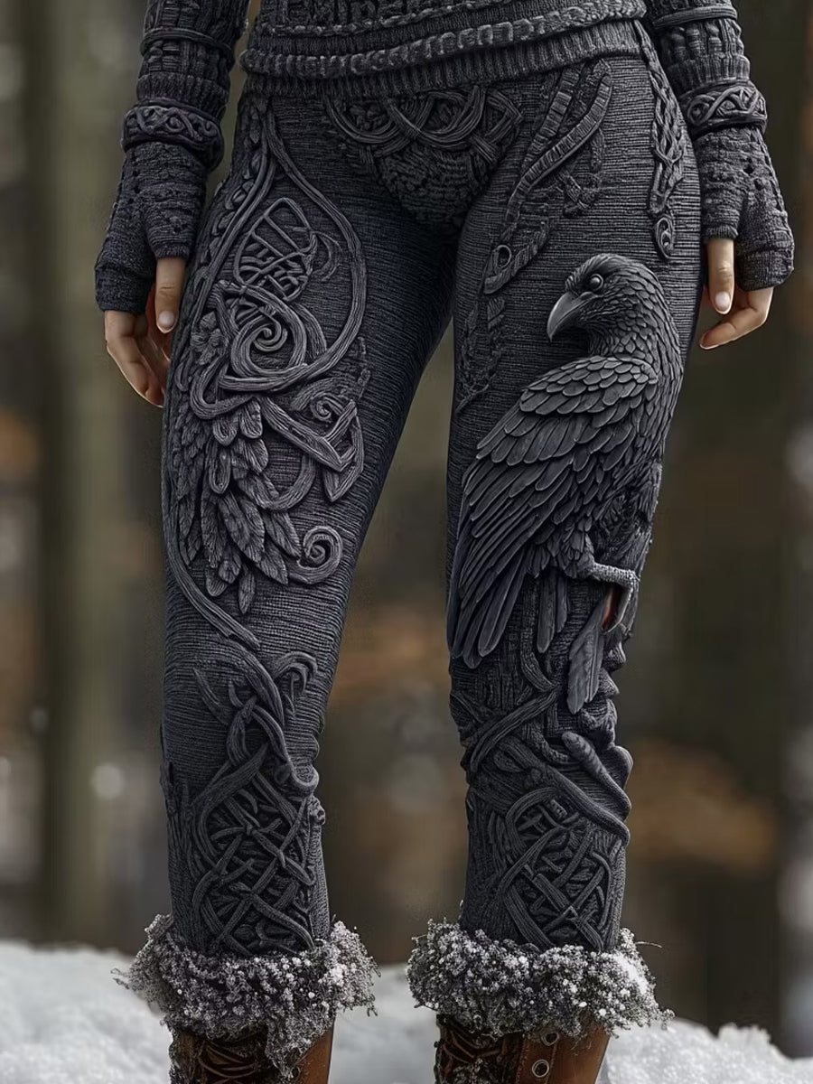 Tilføyelige legginger med vikingNordic stil kunst print