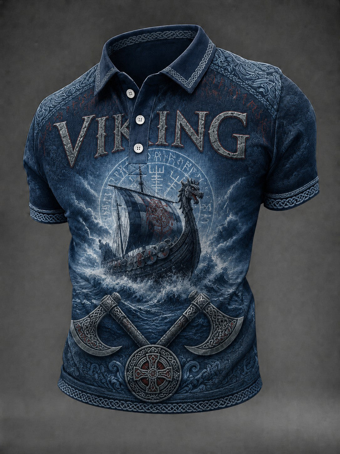 Menns vikingtrykket skjorte