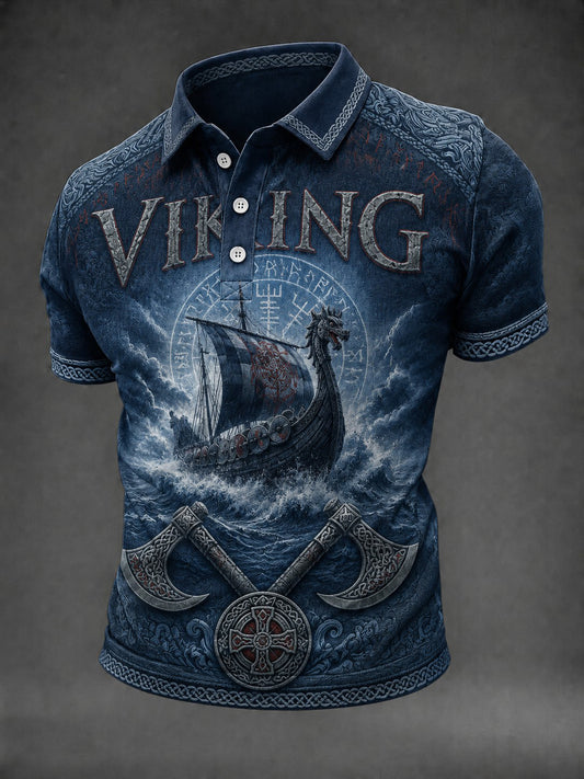 Menns vikingtrykket skjorte