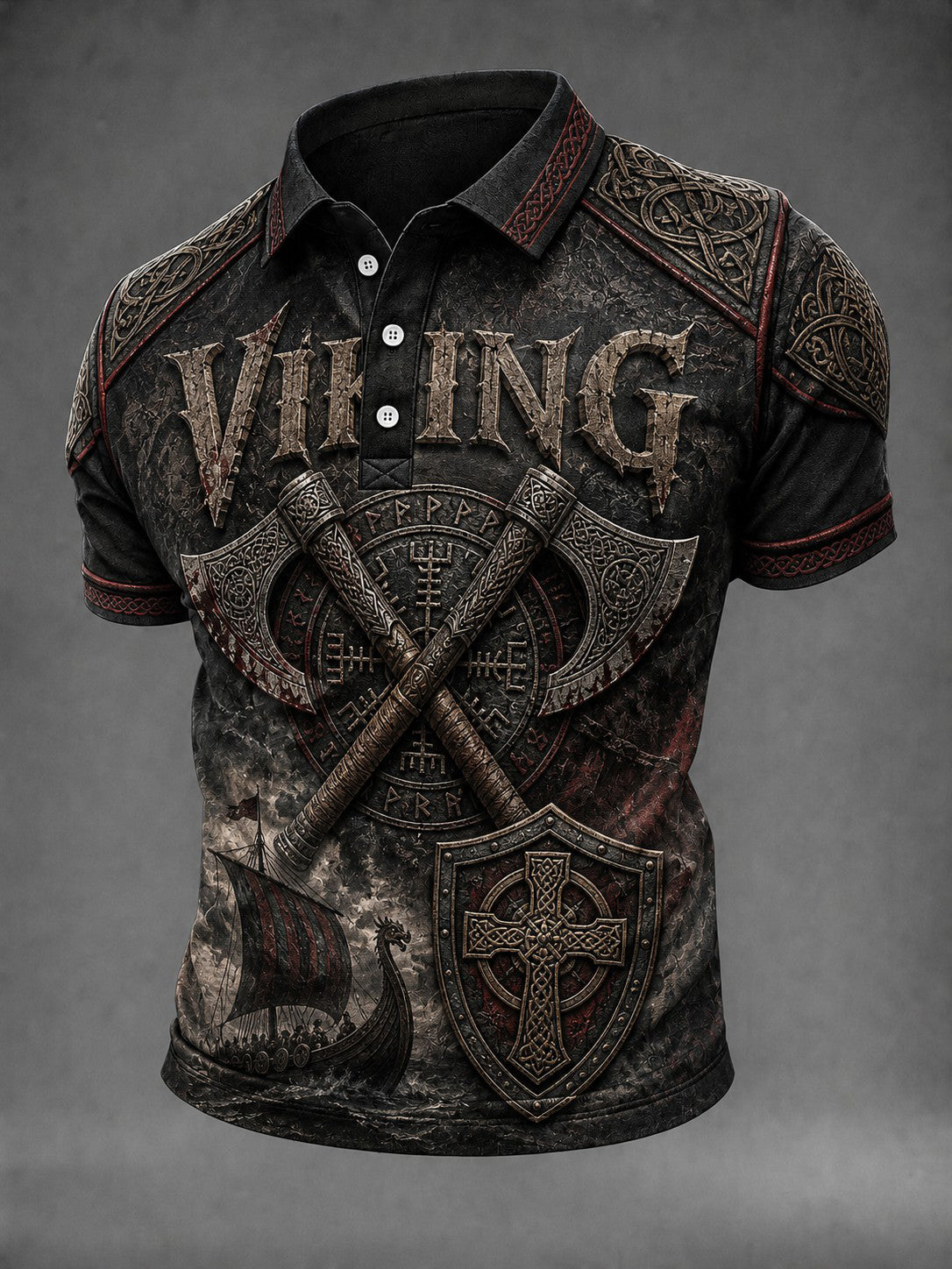 Menns vikingtrykket skjorte