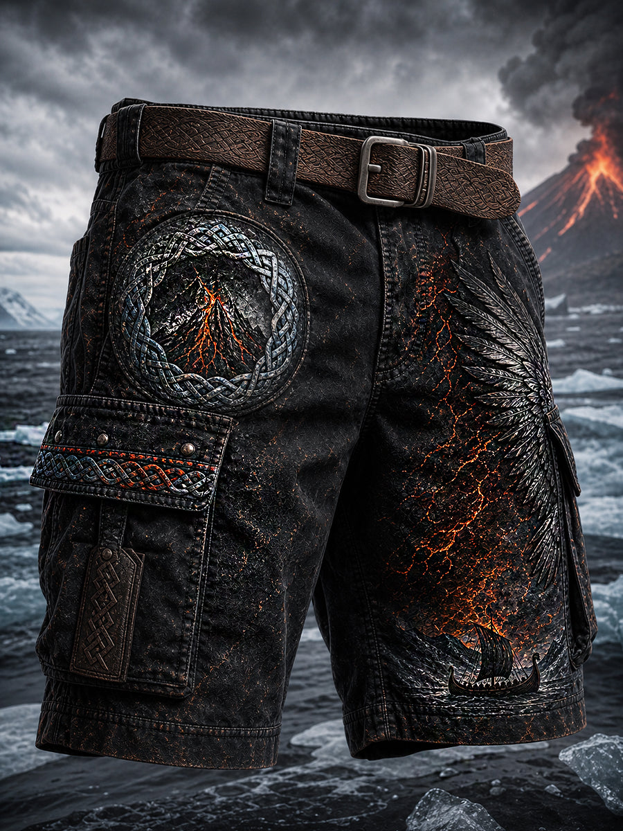 Retro viking-nordisk stil grafisk trykk hverdagslige lastebukser