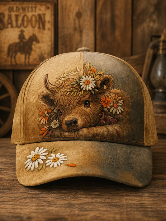 Unisex Western Highern Kvæg Design Print Hat